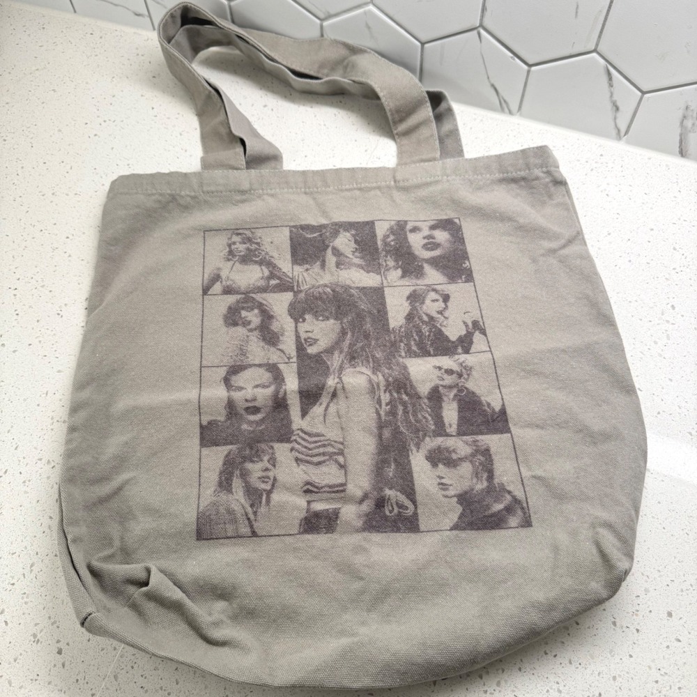 Taylor Swift Tote Bag Gray Excellent The Eras Tour, "Through Vancouver" Canvas